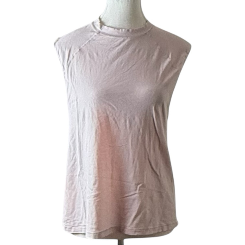 SKIMS Women’s Blush Pink Crew Neck Sleeveless‎ Top XL Stretch Cotton Tee